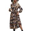 Autumn Women's Retro Printed Dress Temperament Elegant V-Neck Dress