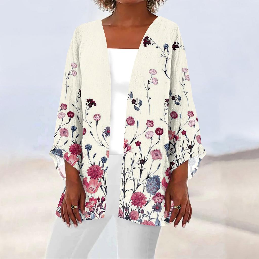 Женская повседневная модная легкая куртка средней длины с принтом в стиле ретро, ​​кардиган