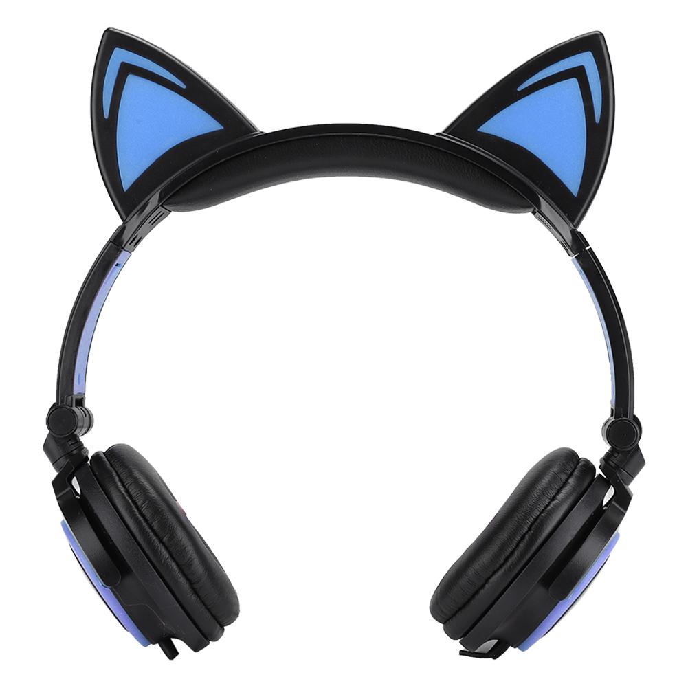 CL107 Cat Ear Foldable Music   USB Headphone Earphone with LED Light for PC Mobile Phone