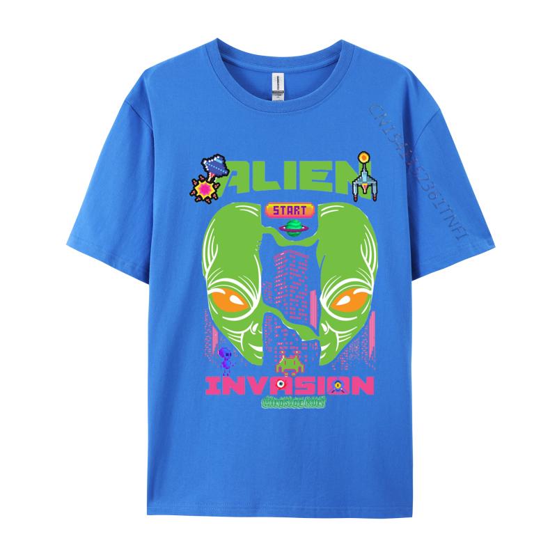 Brand Unisex T Shirt Printed Customized Top Tshirts Alien invasion retro T Shirts Round Collar Free Shipping