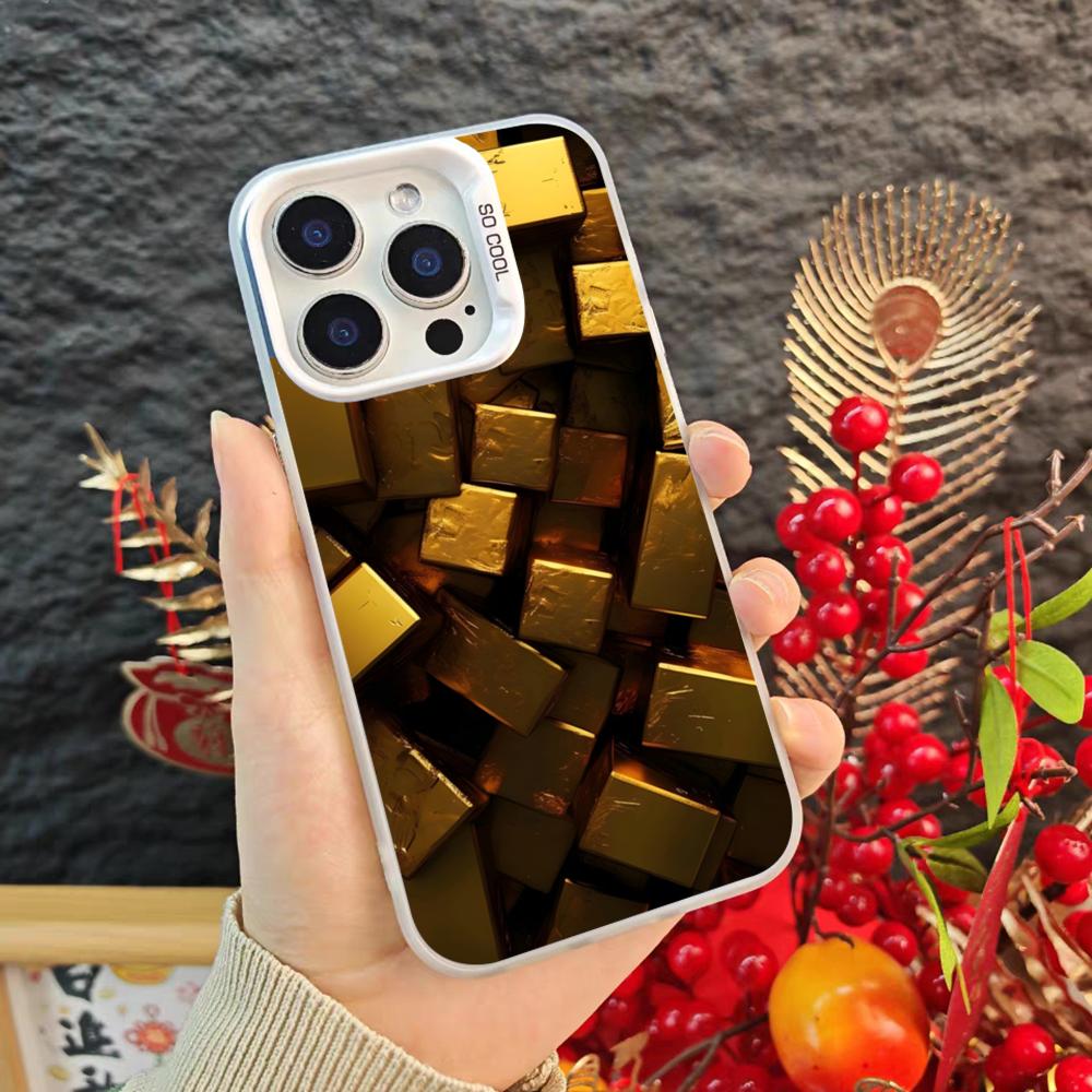 Золотой чехол для телефона с узором из денег для iPhone 17 16 15 14 Pro Max Xr Air Plus Черный Серебристый Жесткий Чехол