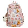 Cute Flower Rabbit Panda Cat Pattern Student Backpack With Pendant For Teens And Adults