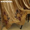 1PC NAPEARL European Luxury Brown Embroidered Blackout Curtains and Sheer Curtains  for Living Room Bedroom Home Decor