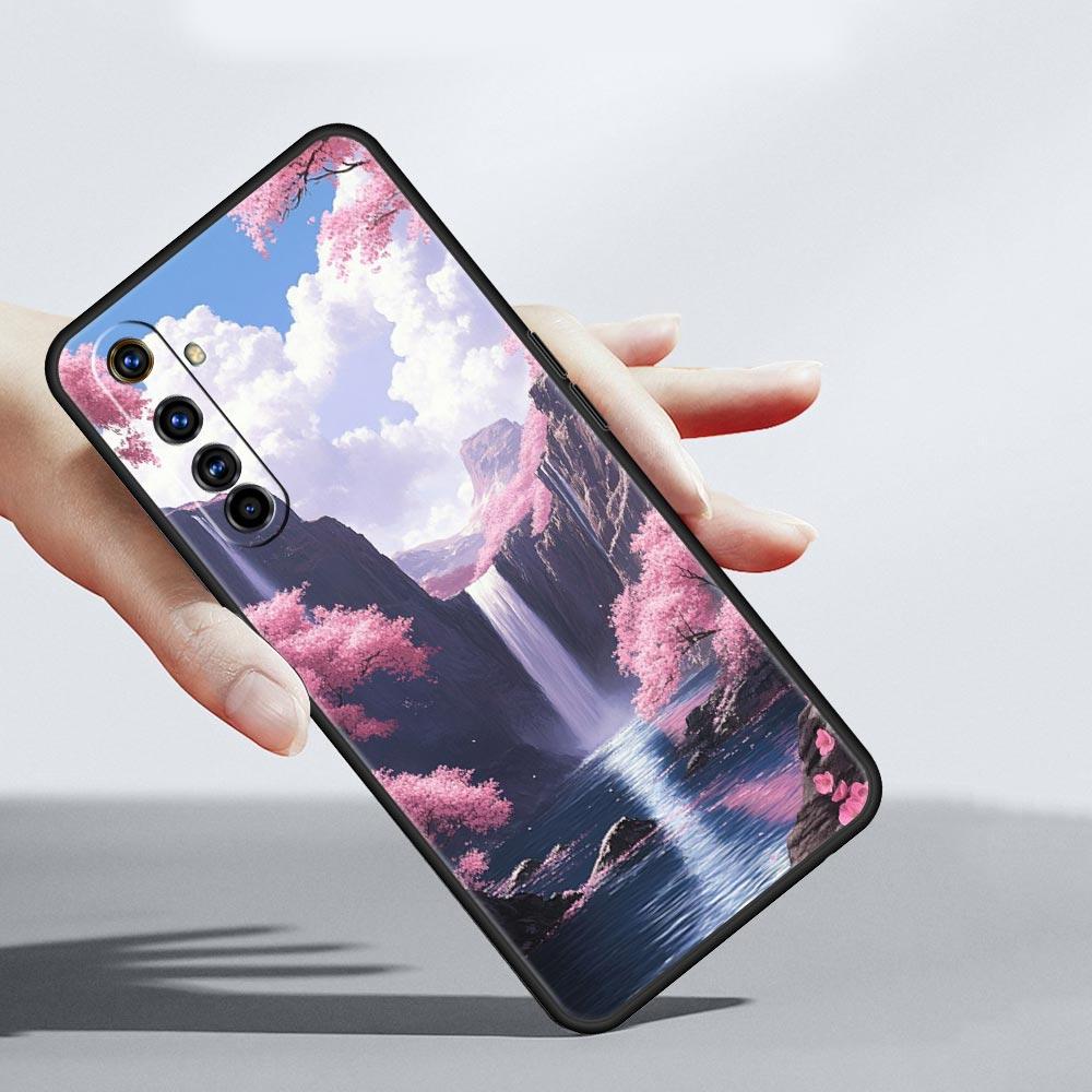 Розовый закат в горах Чехол для Realme C67 C63 C55 C53 C35 C25 C21 GT 2 3 5 6 10 11 12 13 Pro Plus 5G Мягкий ТПУ Чехол для телефона Fundas