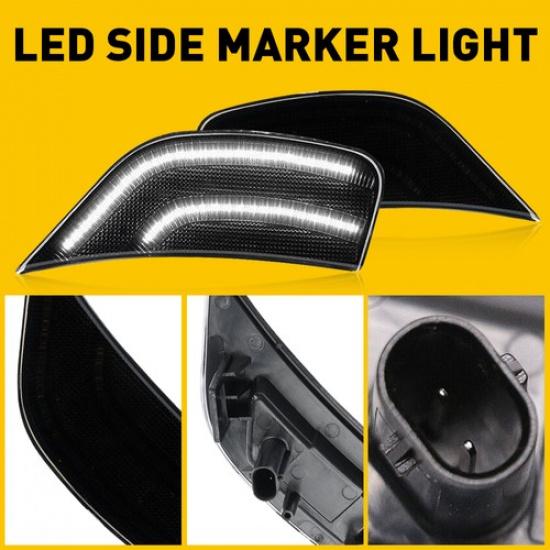 2x For - Cadillac Escalade Smoked ESV LED White Bumper Side Marker Light