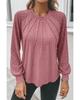 Azura Exchange Rose Pink Contrast Lace Raglan Sleeve Plicate Round Neck Top