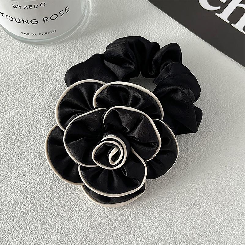 Корейский стиль Большие заколки-резинки для волос с камелией Модная универсальная цветочная эластичная резинка для волос для женщин и девочек Аксессуары для волос