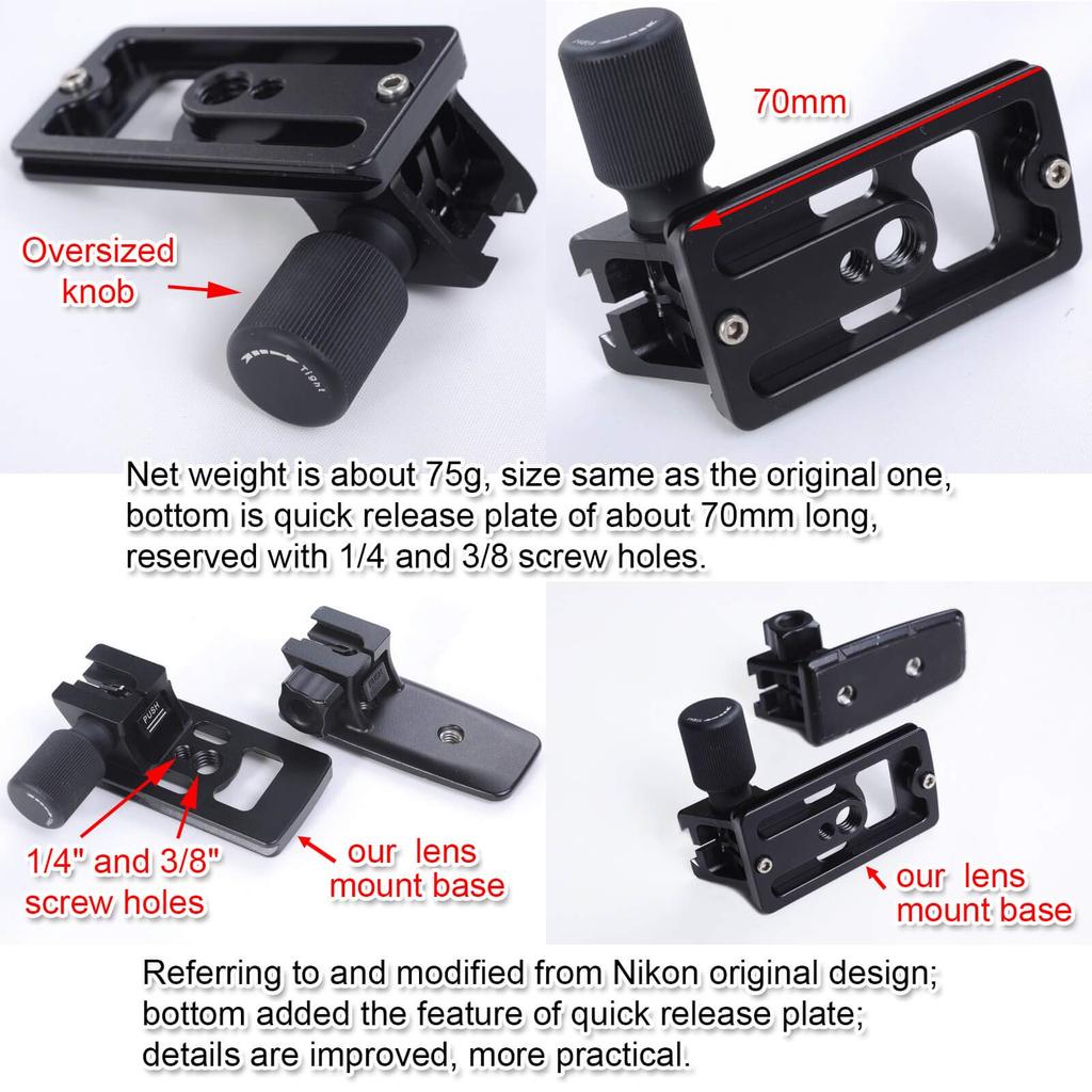 Tripod Mount ARCA Type Lens iShoot Tripod Mount Ring Compatible with Nikon NIKKOR FL ED VR and 500mm PF ED VR Telephoto Zoom with Bottom Quick Release