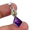 Natural Amethyst,Peridot Gemstone 925 Sterling Silver Jewelry Pendant 1.50" Q9f74
