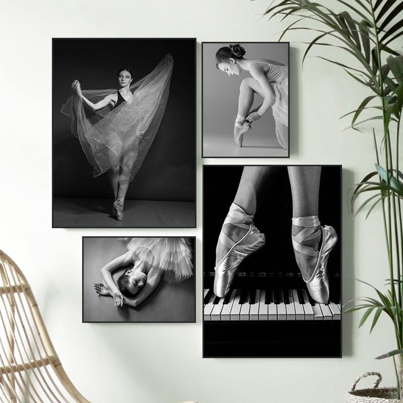 Элегантная балерина, черно-белый художественный постер, модная балетная девушка, винтажная картина, украшение для гостиной, спальни, дома, стены HD0073