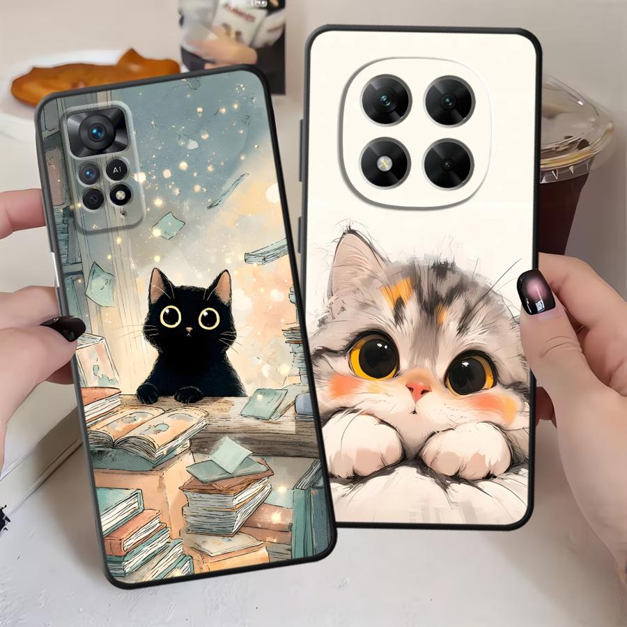 Чехол для телефона для Xiaomi Redmi Note 14 10 12C 13C 14C A3 13 Pro Plus A1 12 11 9 8 7 K80 A4 A5 A2 K40 A1 Мультяшный кот
