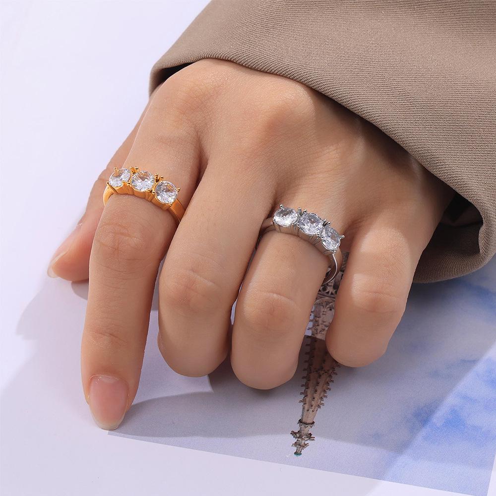 Кольцо из титановой стали с геометрическим узором и микробриллиантами в стиле ретро с покрытием из 18-каратного золота — стиль Chic All-Match