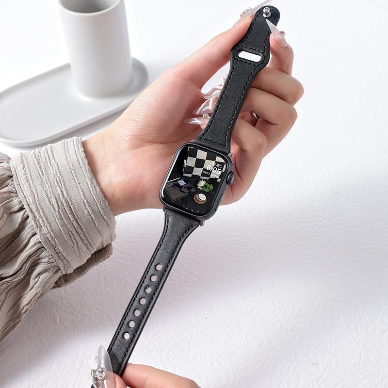 Совместим с Apple iWatch S10, Xiaomi 89Pro, Redmi 4, Huawei GT5: Женский ремешок для часов из натуральной кожи с шипами, узкий, на талию