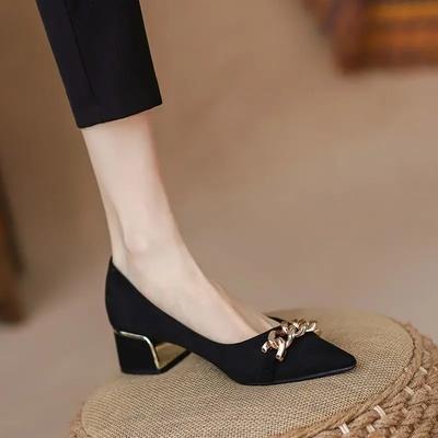 Модные офисные женские туфли-лодочки с острым носком для женщин на среднем каблуке, мокасины, нескользящие, быстрая доставка, Y2k в наличии, модная весна