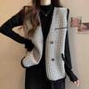Cardigan Vest Sweater  Vest Coat Women Autumn/Winter 2023 Winter Sleeveless Mid Length Loose Knitted Vest Cardigan Female Top