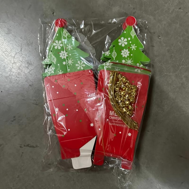 20 шт. Подарочные коробки в виде рождественской елки с бумажными рождественскими елками, которые раскладываются - Контейнеры для праздничных угощений и сувениров для детей, малышей, фестивальные украшения