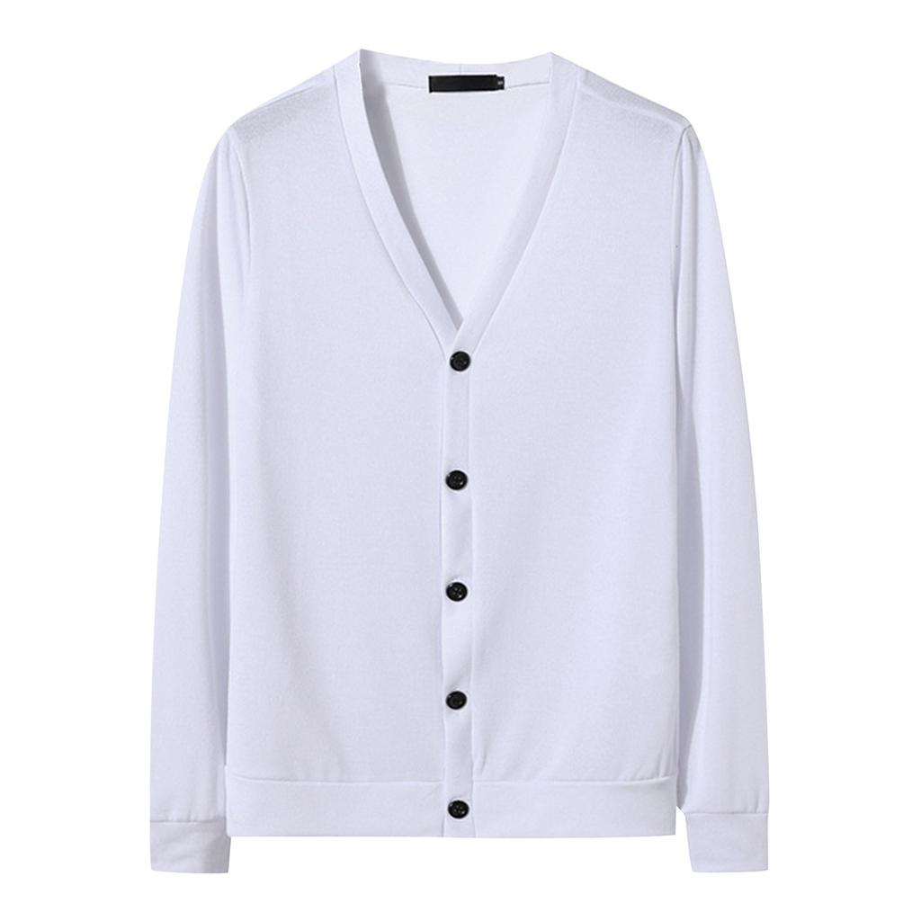 Мужской кардиган вязаный свитер повседневный однотонный V-образный вырез мода