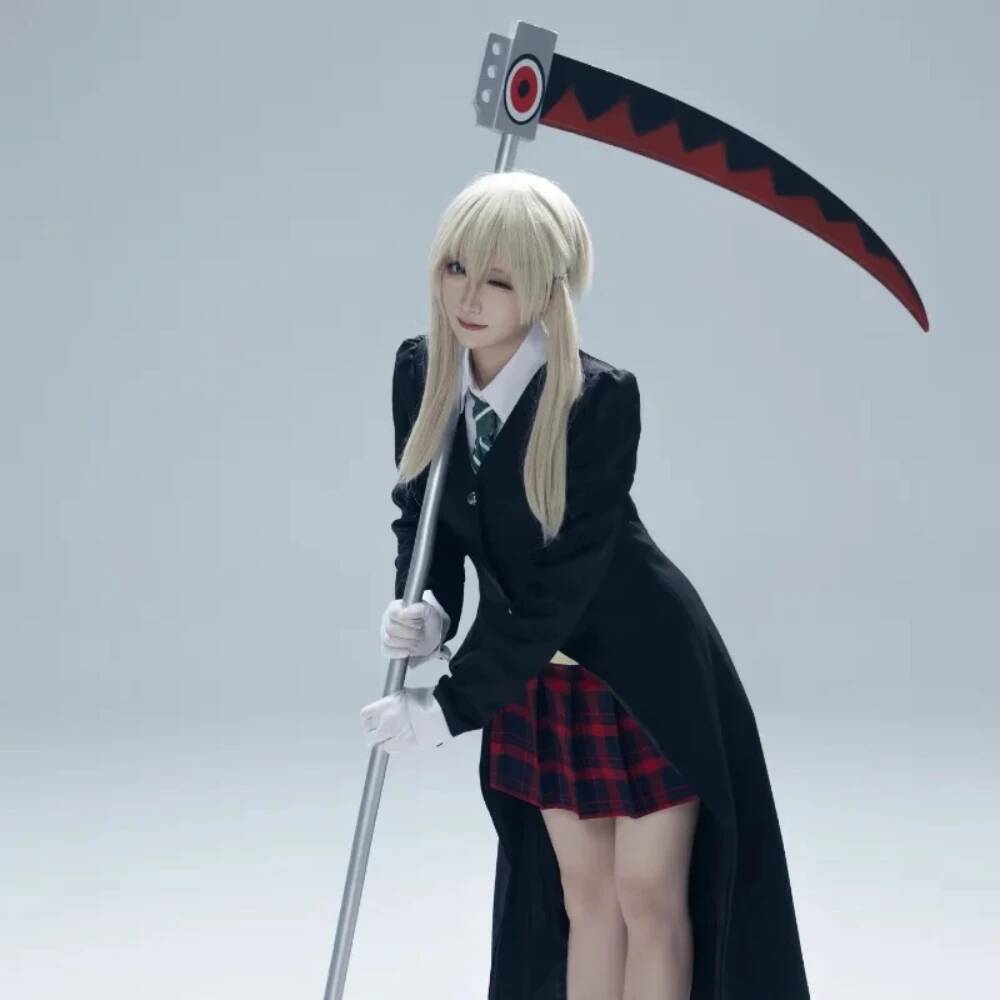Костюм для косплея Маки Албарн Soul Eater MAKA Черное пальто Боевой наряд Платье JK Матроска Комплект с париком Для женщин Comic Con