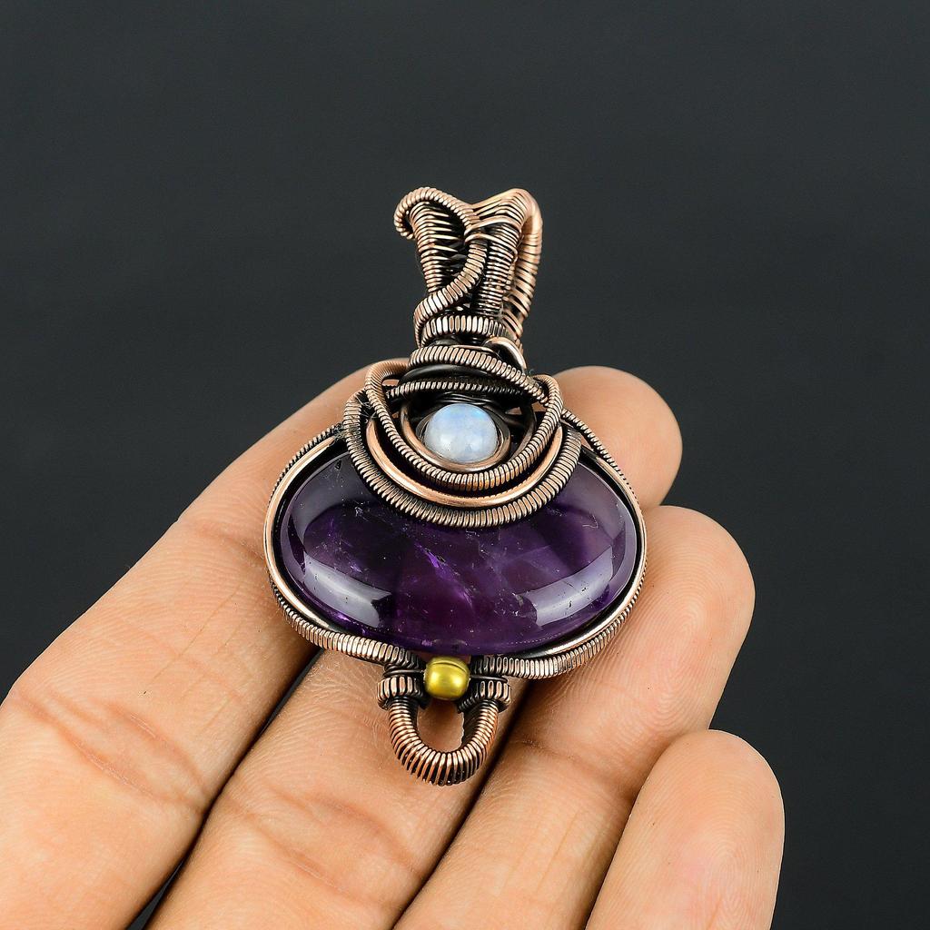 Ювелирные изделия обруча медной проволоки драгоценной камня аметиста Хандмаде привесные для подарка