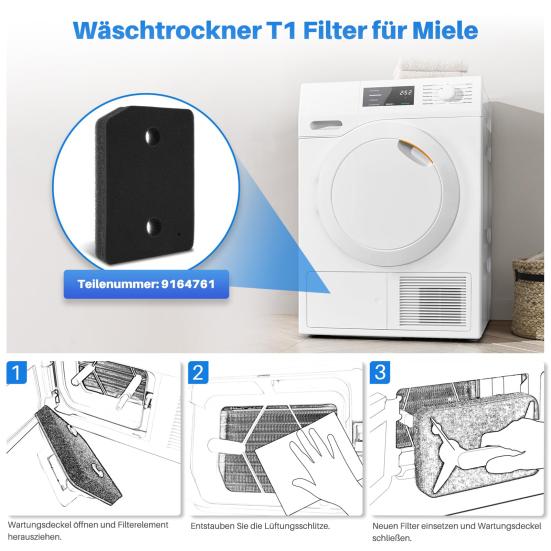 6 шт. сменных фильтров для сушильной машины Miele T1 с тепловым насосом 9164761
