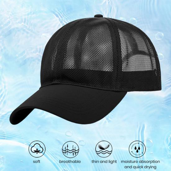 Летняя бейсбольная кепка унисекс с полой сеткой. Хорошая воздухопроницаемость. Быстросохнущая спортивная кепка с длинными полями. Регулируемая окружность. Сплошной цвет. Спортивная кепка для путешествий на открытом воздухе.