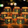 Set of 8 Mosaic Glass Votives Tealight Candle Holders for Side or Centre Table Dining Room Home Decoration and Gift