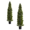 VEVOR Artificial Topiary Cedar Trees, 2 Set 1524mm Faux Pine Shrubs Plants, Fake Silk Tree Look Real