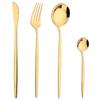 Western 4Pcs Gold Dinnerware Set Knife Fork Coffee Spoon Cutlery Stainless Steel Tableware Flatware Kiechen Silverware