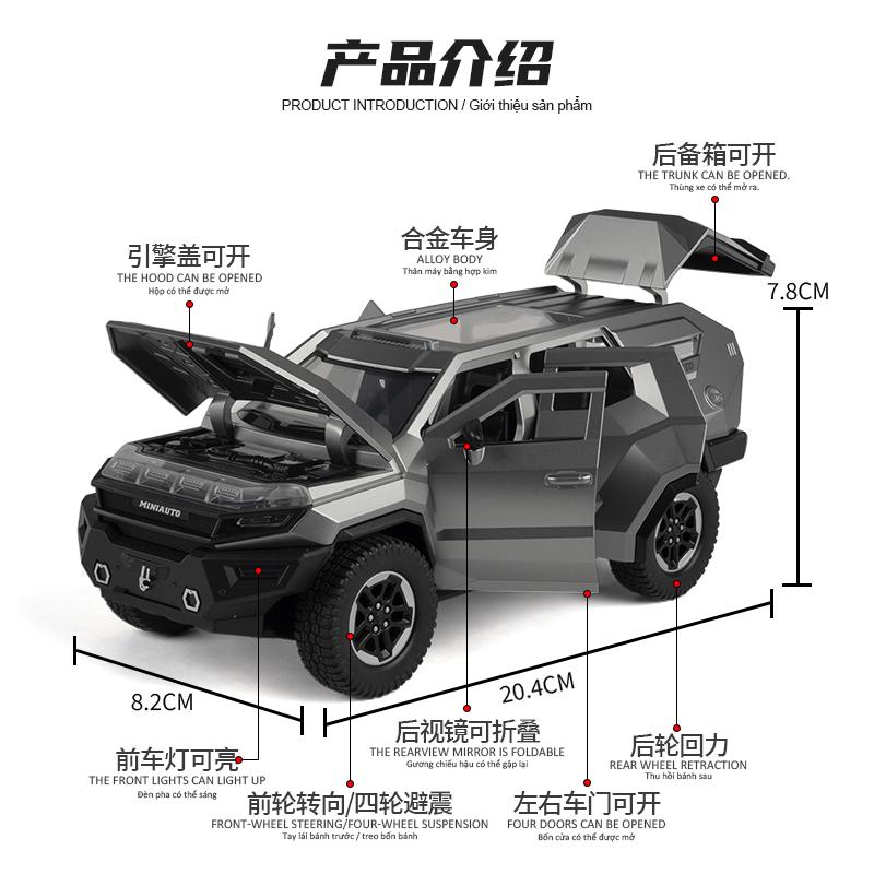 1:24 Rezvani Motors Vengeance Американский Премиум Бронированный Внедорожник Модель Автомобиля из Литого Металла Сплав Модный Декор Коллекционные Предметы