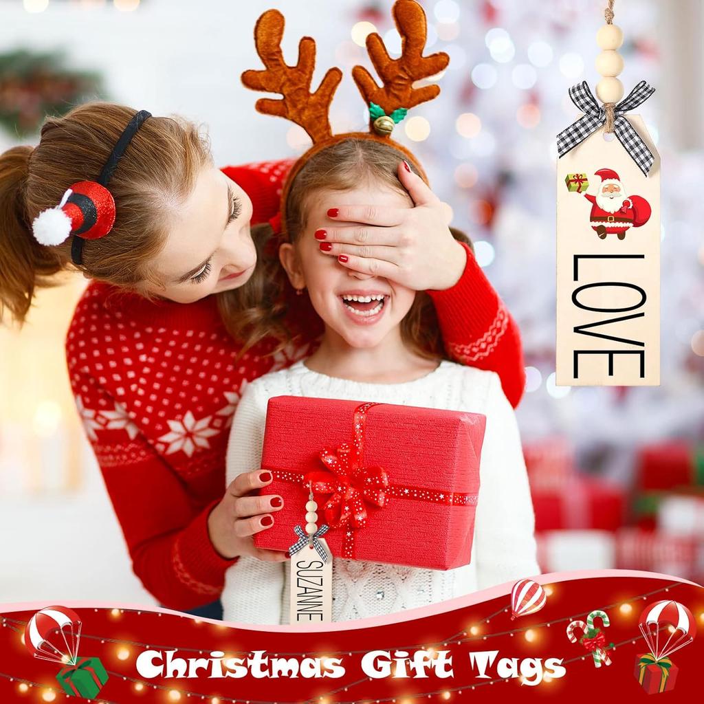 Rectangle Wood Crafts DIY Blank Hanging Wooden Tag Ornaments with Ropes for Wedding Birthday Christmas Party Decoration Home DIY