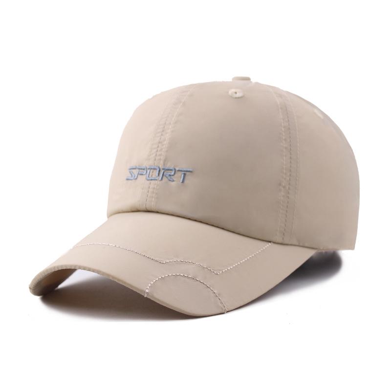 Summer Men'S Solid Color Letter Embroidery Waterproof Quick-Drying Hat Women'S Curved Brim Cap Outdoor Sun Protection Sports Baseball Cap