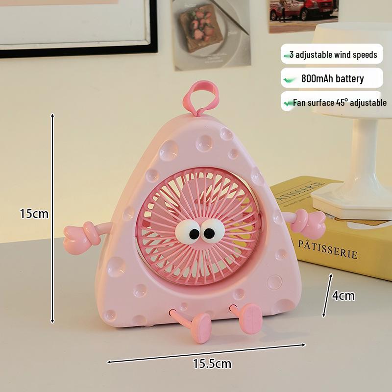 Cute Cheese Mini Electric Desktop Fan: Summer Office & Dorm Stand Charger