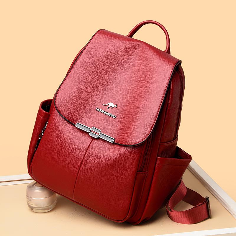 Кожаный рюкзак Женский дорожный рюкзак большой вместимости