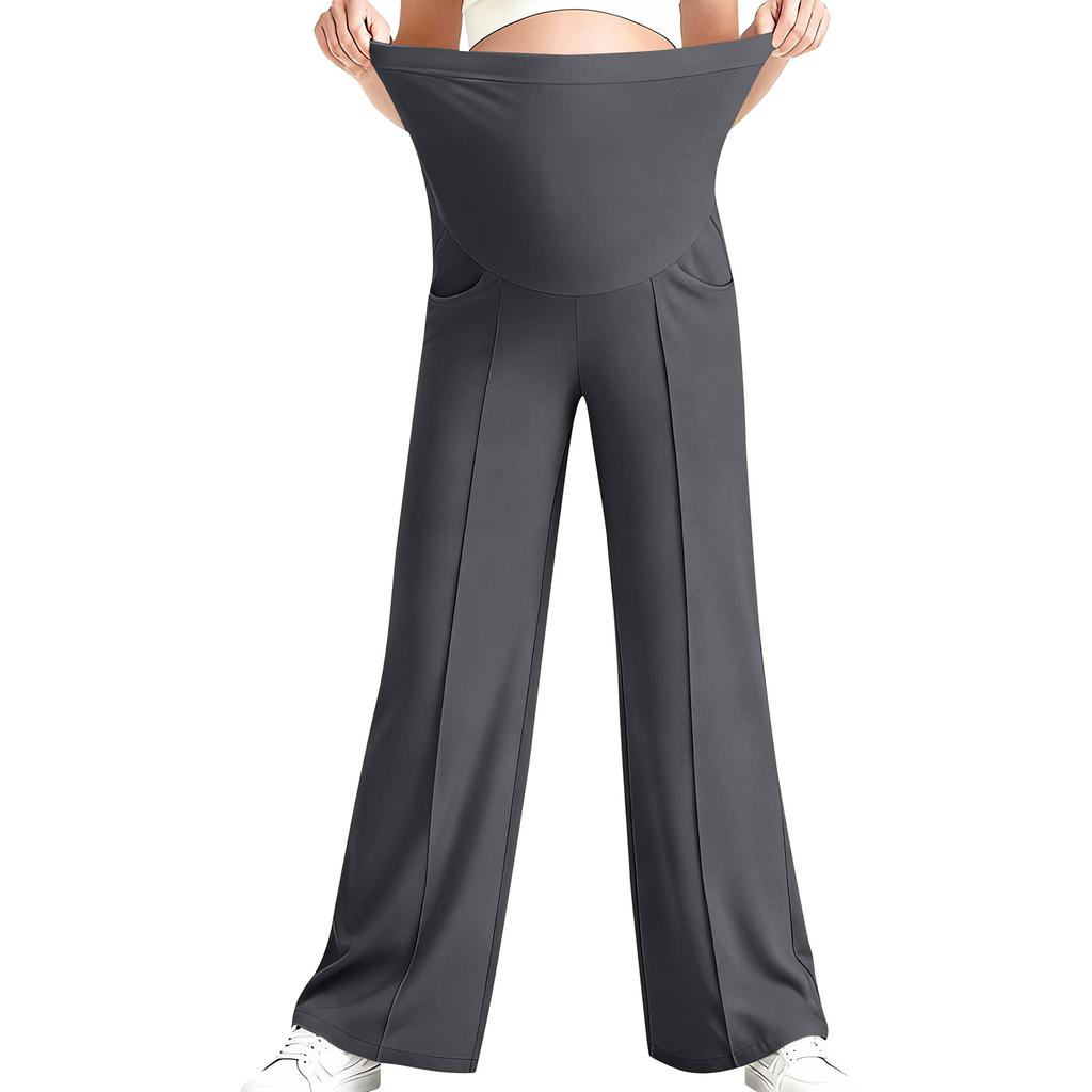 Брюки для йоги для беременных, с карманом на животе, эластичные широкие брюки для работы/повседневной носки, брюки для беременных для дома