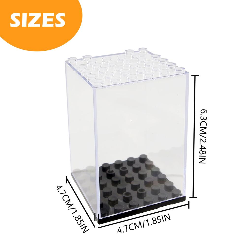 TORMEN Acrylic Display Case for Figures and Collections, 360-Degree Rotating Display Stand, Block Compatible, Set of 12