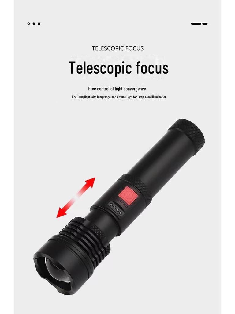 P50 Сверхъяркий Зум Фонарик: Высокомощный, Дальнобойный, Перезаряжаемый от USB, Портативный Ручной Фонарь для Активного Отдыха и Велоспорта