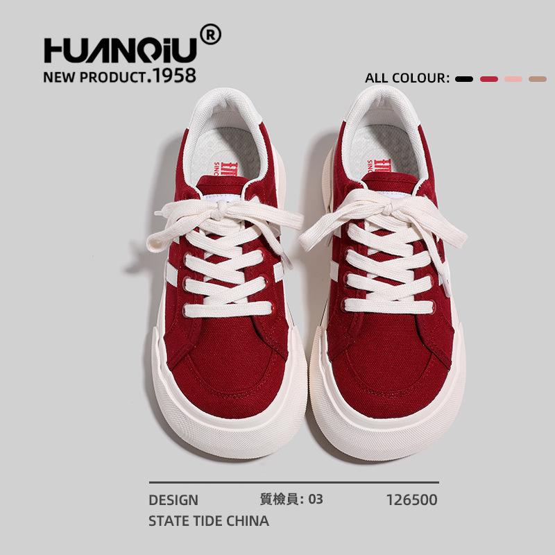 Глобальные супер пожарные парусиновые туфли женские осенние туфли на платформе Guochao женские туфли универсальные нишевые повседневные красные туфли для доски S6992