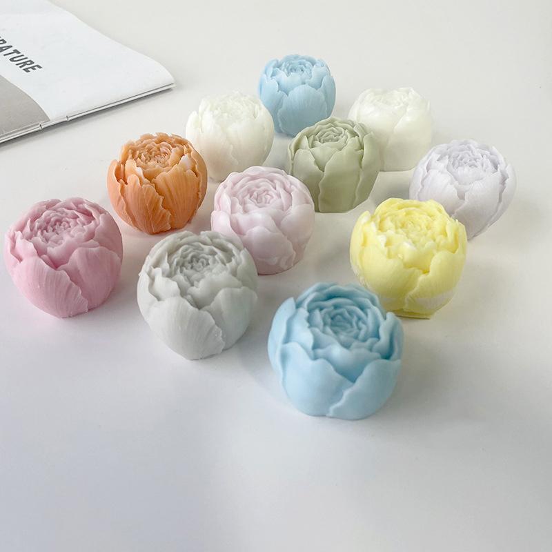 3D Roses Candle Silicone Mold Peony Flower Candle Mould Aromatherapy Gypsum Soap Resin Birthday Wedding Gifts Home Decor