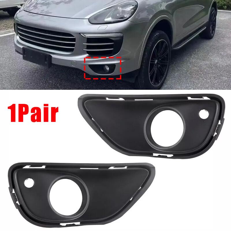 Pair Front Fog Light Bezel Trim Cover For Porsche Cayenne 2015 2016 2017 2018