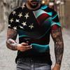 Fashionable New National Flag Pattern Printed Men's T-shirt Summer Casual Pullover Loose Short Sleeved Round Neck Plus Size Top