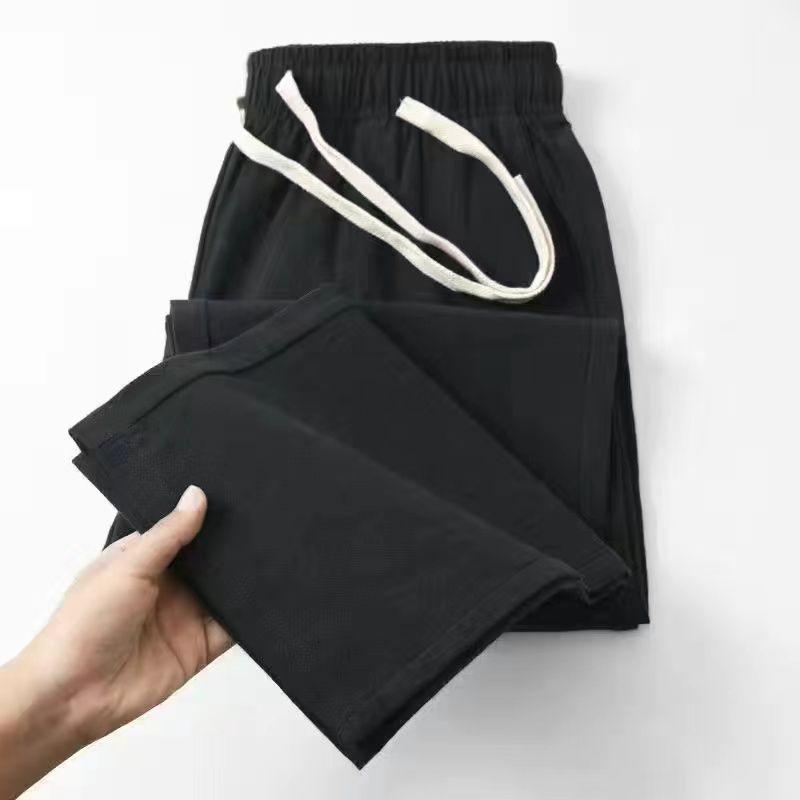 Льняные хлопковые дышащие свободные повседневные пляжные простые однотонные свободные прямые брюки со шнурком