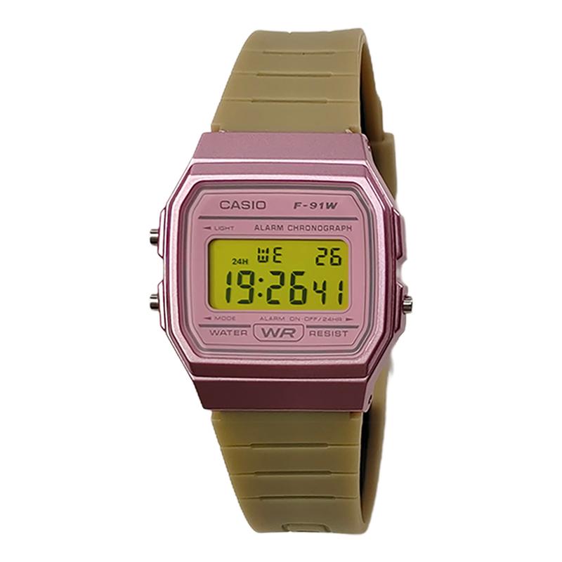 Casio Индивидуальные часы модифицированная серия цветное зеркало розовый пластиковый корпус водозащита для жизни классические ретро маленькие квадратные часы F-91WS-4 F-91WS-4