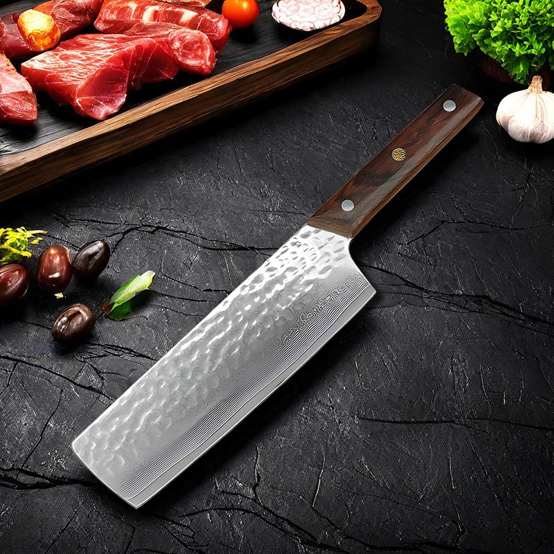 67 Layer Damascus Steel Chef Knife Forged Kitchen Meat Cleaver Slicing Nakiri Sushi Knife Cooking Knife Tools with Wood Handle