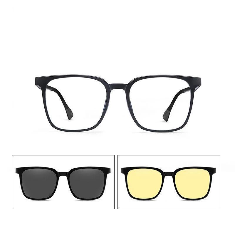 NEW Magnetic Sleeve Mirror Polarized Sunglasses Men's Driving Night Vision Goggles Clip Female Myopia Frame Eyewear Diopter