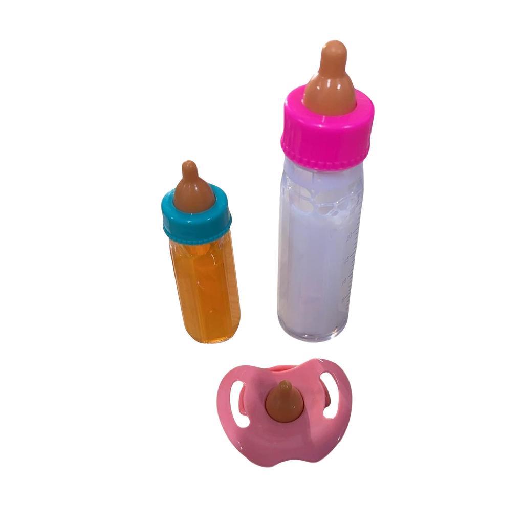 Набор детских аксессуаров из 3 предметов, включая недостающие бутылочки для молока и сока, пустышки, набор для кормления куклы, игрушечные детские бутылочки 10 мл