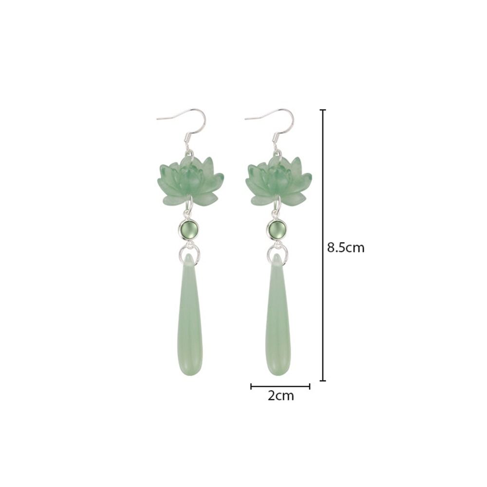Простые китайские классические серьги Ретро серьги-капли воды с лотосом Серьги-подвески с лотосом Крючки для серег Ханфу