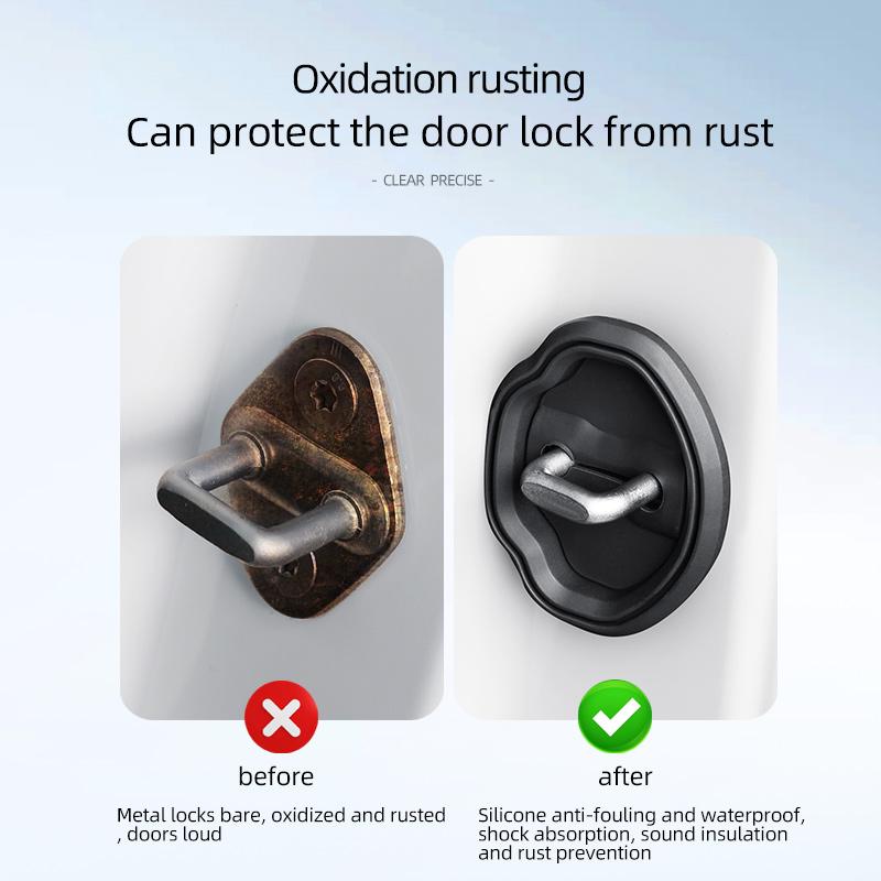 For Mercedes Benz Car Accessories Black Silicone Doors Lock Buckle Sleeve Cover Protective Shock Mat W177 W205 W206 W212 Etc