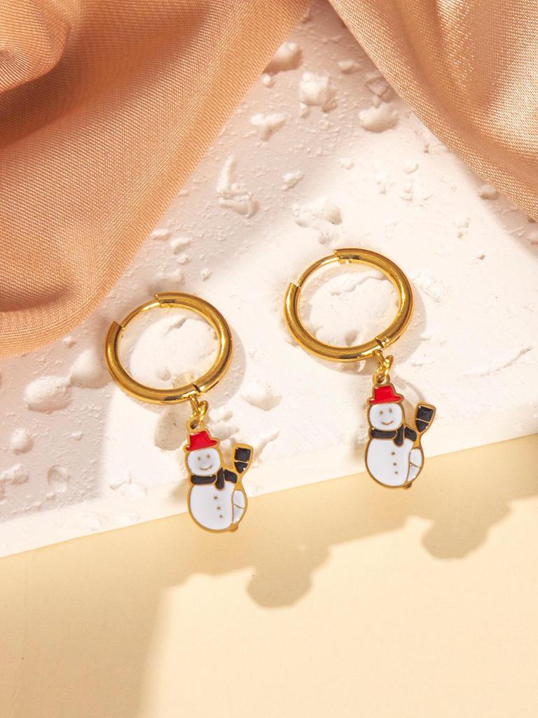 High-End Christmas Series Stainless Steel Earrings - Versatile Gift and Decoration