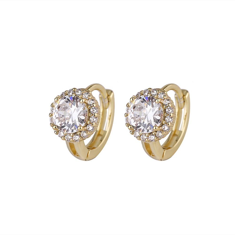 Изящные женские серьги-кольца Huitan с блестящими круглыми кубическими цирконами серебряного/золотого цвета, модные универсальные женские украшения