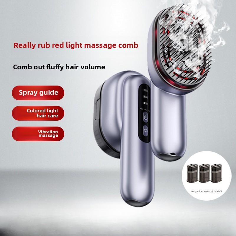 Массажная расческа для кожи головы, электрическая расческа для ухода за кожей головы, расческа для ухода за волосами с красным светом, кондиционер для волос с распылением эфирного масла